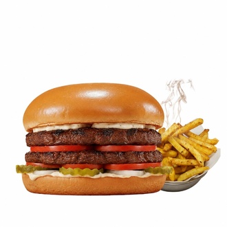 Double Street Burger+patates görseli