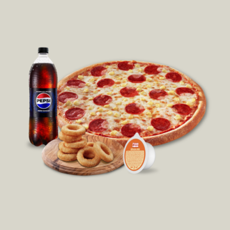 Büyük Boy Pizza + Seçeceğiniz Yan Ürün + Pepsi Zero Sugar (1 L.) görseli
