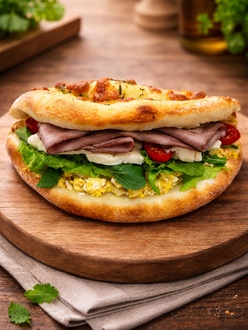 Dana Roastbeefli Eski Kaşarlı Yumurtalı Pizzawich görseli
