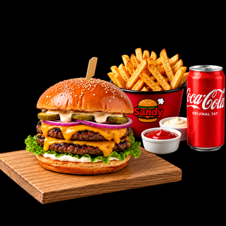 Double Cheese Sandy Burger Menü görseli