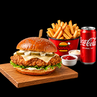 Crispy Chicken Sandy Burger Menü görseli