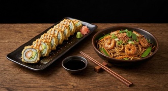 California Tempura Roll + Karidesli Noodle +1 Adet Coca Cola görseli
