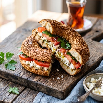 Beyaz Peynirli Domatesli Simit Tost görseli