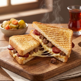 Kaşar, Sucuklu Ve Kavurmalı Tost görseli