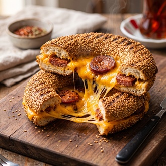 Cheddar Sucuklu Simit Tost görseli