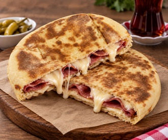 Macar Salamlı Kaşarlı Bazlama Tost görseli