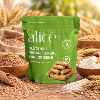 Alicebyo Glutensiz Vegan Kepekli Mini Grissini 60 Gr. görseli