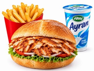 Tombik Ekmek Arası Tavuk Döner Patates Ayran Menü görseli