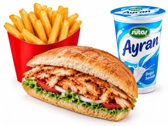 Yarım Ekmek Tavuk Döner Patates Ayran Menü görseli