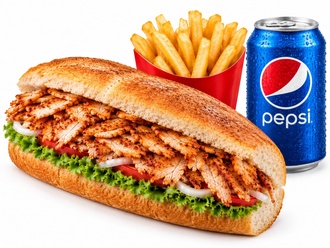 Üç Çeyrek Ekmek Arası Tavuk Döner Pepsi Menü görseli