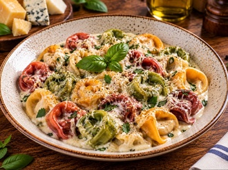 Dört Peynirli Renkli Tortellini Mantı görseli
