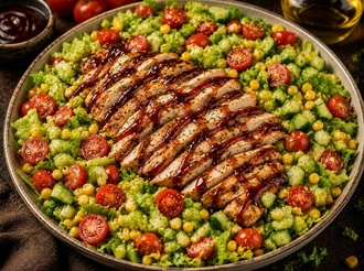 Barbekü Soslu Çıtır Tavuk Salata görseli