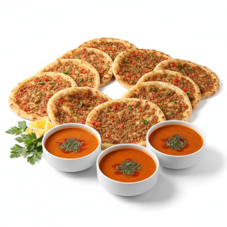 10 Adet Lahmacun + 3 Adet Ezogelin Çorbası Menü görseli