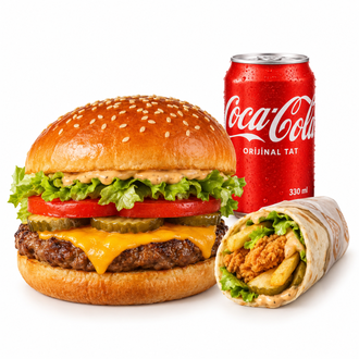 Hamburger Menü - Cafe De Paris Et Burger & Cheddar Soslu Çıtır Tavuk Dürüm görseli