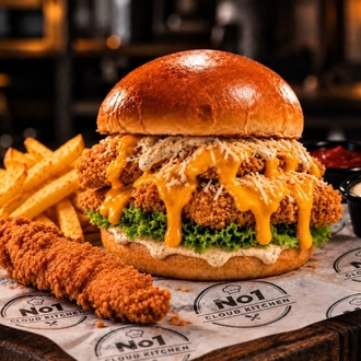 Cheddar Parmesan Burger görseli