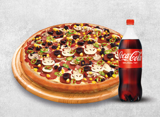 Büyük Boy Special Pizza + Litrelik Cola görseli