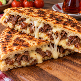 Bazlama Kavurmalı Kaşarlı Tost görseli
