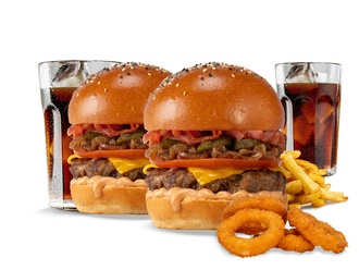 2'Li Meat Burger Menü+4 Adet Soğan Halkası görseli