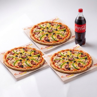3'Lü Orta Karışık Pizza+içecek Menü görseli