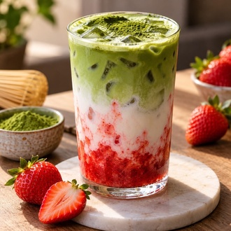 Iced Strawberry Matcha Latte görseli