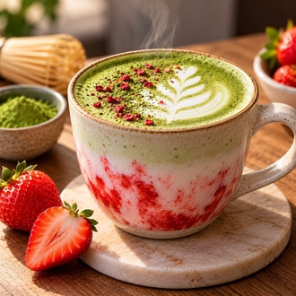 Strawberry Matcha Latte görseli