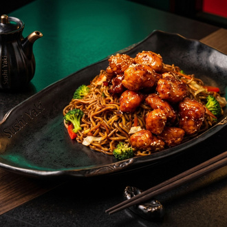 122- Sebzeli Noodle Üstü General Tso Dana Eti görseli