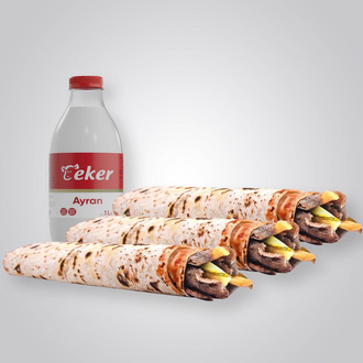 Üçlü Et Döner Dürüm Ayran Menü görseli